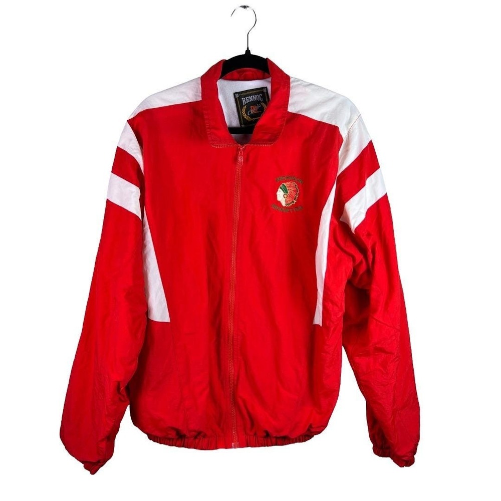 90s Vintage Rennoc Nylon Windbreaker Jacket Red White Mens M Streetwear